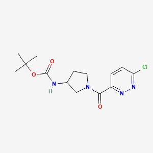 molecular formula C14H19ClN4O3 B2877389 Tert-butyl N-[1-(6-chloropyridazine-3-carbonyl)pyrrolidin-3-yl]carbamate CAS No. 2377034-65-4