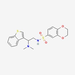 molecular formula C20H22N2O4S2 B2877396 N-[2-(1-benzothiophen-3-yl)-2-(dimethylamino)ethyl]-2,3-dihydro-1,4-benzodioxine-6-sulfonamide CAS No. 2034465-33-1