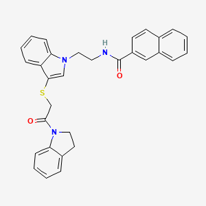 molecular formula C31H27N3O2S B2877401 N-(2-(3-((2-(indolin-1-yl)-2-oxoethyl)thio)-1H-indol-1-yl)ethyl)-2-naphthamide CAS No. 533865-45-1