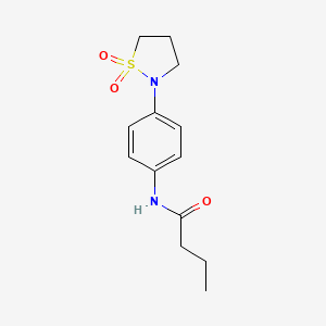 molecular formula C13H18N2O3S B2877410 N-(4-(1,1-dioxidoisothiazolidin-2-yl)phenyl)butyramide CAS No. 942010-73-3