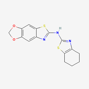 molecular formula C15H13N3O2S2 B2877414 N-(4,5,6,7-tetrahydro-1,3-benzothiazol-2-yl)-4,6-dioxa-10-thia-12-azatricyclo[7.3.0.0^{3,7}]dodeca-1(9),2,7,11-tetraen-11-amine CAS No. 862976-60-1