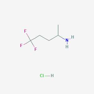 molecular formula C5H11ClF3N B2877425 5,5,5-Trifluoropentan-2-amine;hydrochloride CAS No. 2287300-93-8