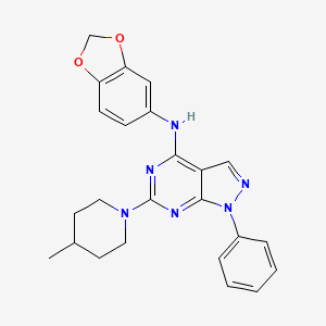 molecular formula C24H24N6O2 B2877433 N-(2H-1,3-benzodioxol-5-yl)-6-(4-methylpiperidin-1-yl)-1-phenyl-1H-pyrazolo[3,4-d]pyrimidin-4-amine CAS No. 946290-42-2