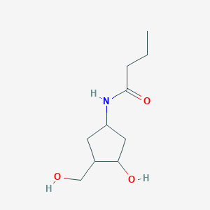 molecular formula C10H19NO3 B2877456 N-(3-hydroxy-4-(hydroxymethyl)cyclopentyl)butyramide CAS No. 1421513-27-0