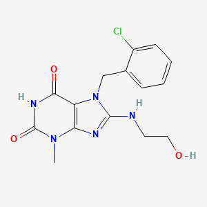 molecular formula C15H16ClN5O3 B2877464 7-[(2-Chlorophenyl)methyl]-8-[(2-hydroxyethyl)amino]-3-methyl-1,3,7-trihydropu rine-2,6-dione CAS No. 850823-70-0