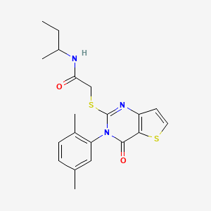 molecular formula C20H23N3O2S2 B2877479 N-(butan-2-yl)-2-{[3-(2,5-dimethylphenyl)-4-oxo-3,4-dihydrothieno[3,2-d]pyrimidin-2-yl]sulfanyl}acetamide CAS No. 1291853-46-7