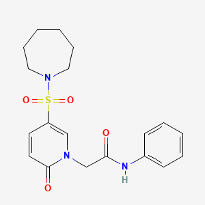 molecular formula C19H23N3O4S B2877498 2-[5-(azepane-1-sulfonyl)-2-oxo-1,2-dihydropyridin-1-yl]-N-phenylacetamide CAS No. 1251620-24-2