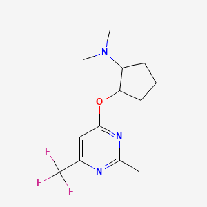 molecular formula C13H18F3N3O B2877505 N,N-dimethyl-2-{[2-methyl-6-(trifluoromethyl)pyrimidin-4-yl]oxy}cyclopentan-1-amine CAS No. 2202080-38-2