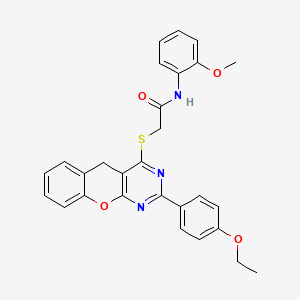 B2877534 2-((2-(4-ethoxyphenyl)-5H-chromeno[2,3-d]pyrimidin-4-yl)thio)-N-(2-methoxyphenyl)acetamide CAS No. 872196-78-6