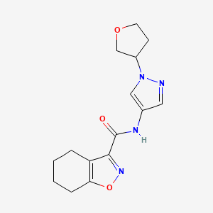 molecular formula C15H18N4O3 B2877539 N-[1-(oxolan-3-yl)-1H-pyrazol-4-yl]-4,5,6,7-tetrahydro-1,2-benzoxazole-3-carboxamide CAS No. 1797551-06-4