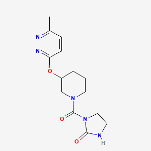 molecular formula C14H19N5O3 B2877540 1-(3-((6-Methylpyridazin-3-yl)oxy)piperidine-1-carbonyl)imidazolidin-2-one CAS No. 2034481-66-6