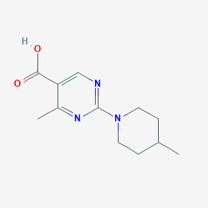 molecular formula C12H17N3O2 B2877564 4-Methyl-2-(4-methylpiperidin-1-yl)pyrimidine-5-carboxylic acid CAS No. 924867-94-7