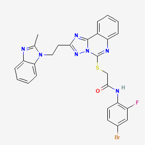 molecular formula C27H21BrFN7OS B2877567 N-(4-bromo-2-fluorophenyl)-2-({2-[2-(2-methyl-1H-1,3-benzodiazol-1-yl)ethyl]-[1,2,4]triazolo[1,5-c]quinazolin-5-yl}sulfanyl)acetamide CAS No. 896700-04-2