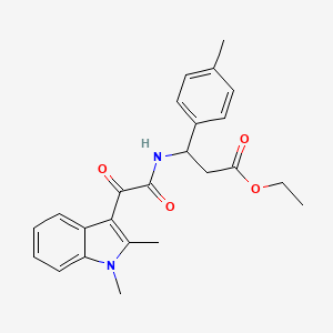 molecular formula C24H26N2O4 B2877568 ethyl 3-[2-(1,2-dimethyl-1H-indol-3-yl)-2-oxoacetamido]-3-(4-methylphenyl)propanoate CAS No. 862831-98-9