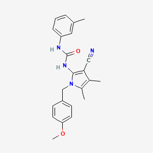 molecular formula C23H24N4O2 B2877586 N-[3-cyano-1-(4-methoxybenzyl)-4,5-dimethyl-1H-pyrrol-2-yl]-N'-(3-methylphenyl)urea CAS No. 866017-65-4