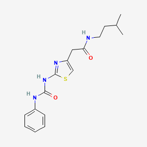 molecular formula C17H22N4O2S B2877608 N-isopentyl-2-(2-(3-phenylureido)thiazol-4-yl)acetamide CAS No. 923676-59-9