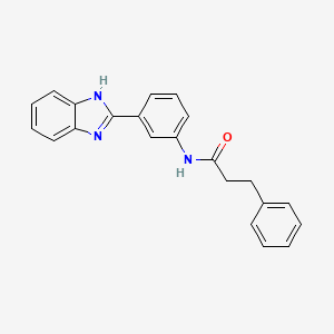 molecular formula C22H19N3O B2877632 N-[3-(1H-1,3-benzodiazol-2-yl)phenyl]-3-phenylpropanamide CAS No. 477493-60-0