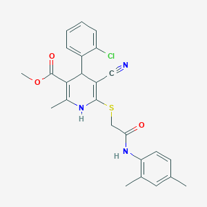 molecular formula C25H24ClN3O3S B2877644 METHYL 4-(2-CHLOROPHENYL)-5-CYANO-6-({[(2,4-DIMETHYLPHENYL)CARBAMOYL]METHYL}SULFANYL)-2-METHYL-1,4-DIHYDROPYRIDINE-3-CARBOXYLATE CAS No. 384357-37-3