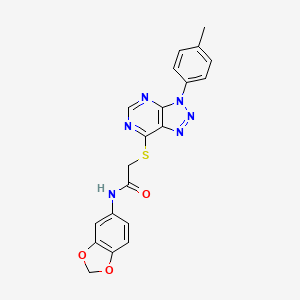 molecular formula C20H16N6O3S B2877657 N-(benzo[d][1,3]dioxol-5-yl)-2-((3-(p-tolyl)-3H-[1,2,3]triazolo[4,5-d]pyrimidin-7-yl)thio)acetamide CAS No. 863459-46-5
