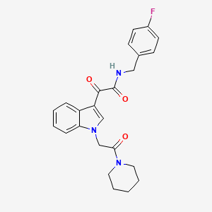 molecular formula C24H24FN3O3 B2877704 N-[(4-fluorophenyl)methyl]-2-oxo-2-[1-(2-oxo-2-piperidin-1-ylethyl)indol-3-yl]acetamide CAS No. 872861-24-0