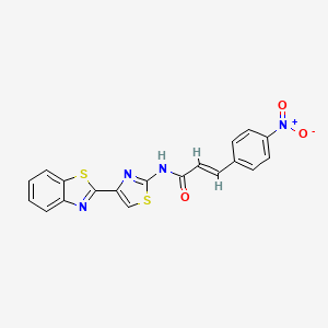 molecular formula C19H12N4O3S2 B2877714 (2E)-N-[4-(1,3-benzothiazol-2-yl)-1,3-thiazol-2-yl]-3-(4-nitrophenyl)prop-2-enamide CAS No. 477486-59-2