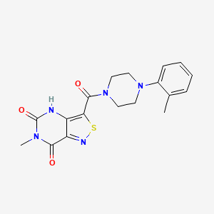 molecular formula C18H19N5O3S B2877719 6-methyl-3-[4-(2-methylphenyl)piperazine-1-carbonyl]-4H,5H,6H,7H-[1,2]thiazolo[4,3-d]pyrimidine-5,7-dione CAS No. 1251550-08-9