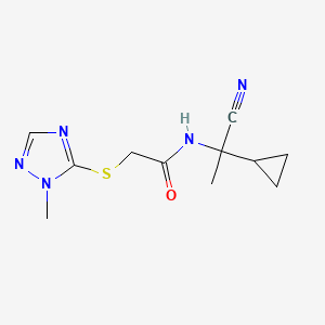 molecular formula C11H15N5OS B2877734 N-(1-cyano-1-cyclopropylethyl)-2-[(1-methyl-1H-1,2,4-triazol-5-yl)sulfanyl]acetamide CAS No. 1797677-75-8