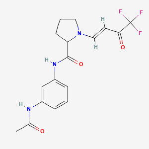 molecular formula C17H18F3N3O3 B2877738 (E)-N-(3-acetamidophenyl)-1-(4,4,4-trifluoro-3-oxobut-1-en-1-yl)pyrrolidine-2-carboxamide CAS No. 1321909-83-4