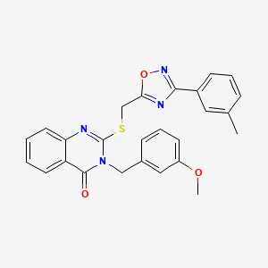 molecular formula C26H22N4O3S B2877747 3-(3-methoxybenzyl)-2-(((3-(m-tolyl)-1,2,4-oxadiazol-5-yl)methyl)thio)quinazolin-4(3H)-one CAS No. 2034314-41-3