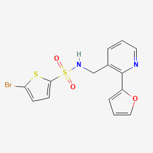 molecular formula C14H11BrN2O3S2 B2877756 5-bromo-N-((2-(furan-2-yl)pyridin-3-yl)methyl)thiophene-2-sulfonamide CAS No. 2034269-16-2