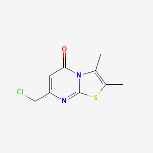 molecular formula C9H9ClN2OS B2877758 7-(Chloromethyl)-2,3-dimethyl-5H-thiazolo[3,2-a]pyrimidin-5-one CAS No. 100003-82-5