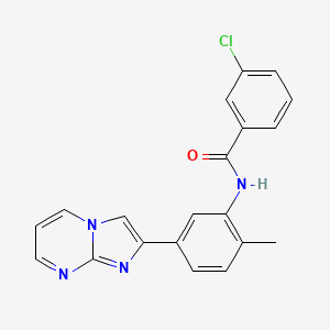 molecular formula C20H15ClN4O B2877761 3-chloro-N-(5-{imidazo[1,2-a]pyrimidin-2-yl}-2-methylphenyl)benzamide CAS No. 862810-33-1