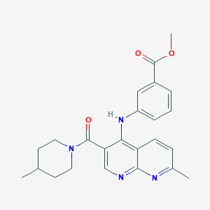 molecular formula C24H26N4O3 B2877762 Methyl 3-{[7-methyl-3-(4-methylpiperidine-1-carbonyl)-1,8-naphthyridin-4-yl]amino}benzoate CAS No. 1251565-72-6