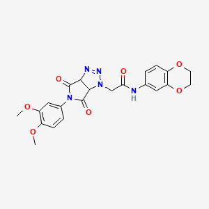 molecular formula C22H21N5O7 B2877772 N-(2,3-dihydro-1,4-benzodioxin-6-yl)-2-[5-(3,4-dimethoxyphenyl)-4,6-dioxo-1H,3aH,4H,5H,6H,6aH-pyrrolo[3,4-d][1,2,3]triazol-1-yl]acetamide CAS No. 1052611-85-4