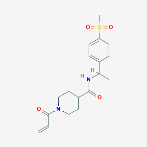 molecular formula C18H24N2O4S B2877787 N-[1-(4-Methylsulfonylphenyl)ethyl]-1-prop-2-enoylpiperidine-4-carboxamide CAS No. 2361688-32-4