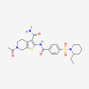 molecular formula C25H32N4O5S2 B2877799 6-acetyl-2-(4-((2-ethylpiperidin-1-yl)sulfonyl)benzamido)-N-methyl-4,5,6,7-tetrahydrothieno[2,3-c]pyridine-3-carboxamide CAS No. 534553-73-6