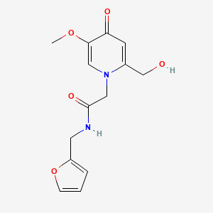 molecular formula C14H16N2O5 B2877840 N-(furan-2-ylmethyl)-2-(2-(hydroxymethyl)-5-methoxy-4-oxopyridin-1(4H)-yl)acetamide CAS No. 942010-17-5