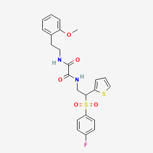 molecular formula C23H23FN2O5S2 B2877843 N-[2-(4-fluorobenzenesulfonyl)-2-(thiophen-2-yl)ethyl]-N'-[2-(2-methoxyphenyl)ethyl]ethanediamide CAS No. 896328-14-6