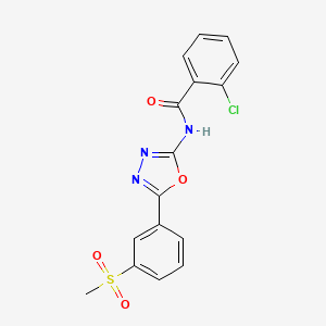 molecular formula C16H12ClN3O4S B2877850 2-chloro-N-[5-(3-methanesulfonylphenyl)-1,3,4-oxadiazol-2-yl]benzamide CAS No. 886927-22-6