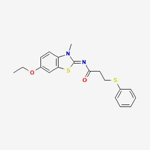 molecular formula C19H20N2O2S2 B2877854 N-[(2E)-6-ethoxy-3-methyl-2,3-dihydro-1,3-benzothiazol-2-ylidene]-3-(phenylsulfanyl)propanamide CAS No. 393837-31-5