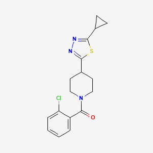 molecular formula C17H18ClN3OS B2877909 (2-Chlorophenyl)(4-(5-cyclopropyl-1,3,4-thiadiazol-2-yl)piperidin-1-yl)methanone CAS No. 1105203-74-4
