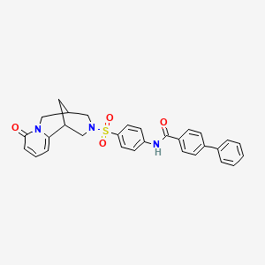 molecular formula C30H27N3O4S B2877922 N-(4-((8-oxo-5,6-dihydro-1H-1,5-methanopyrido[1,2-a][1,5]diazocin-3(2H,4H,8H)-yl)sulfonyl)phenyl)-[1,1'-biphenyl]-4-carboxamide CAS No. 681270-72-4