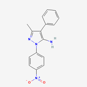 molecular formula C16H14N4O2 B2877925 3-methyl-1-(4-nitrophenyl)-4-phenyl-1H-pyrazol-5-amine CAS No. 895032-67-4