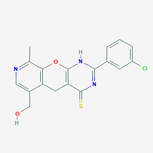 5-(3-Chlorophenyl)-11-(hydroxymethyl)-14-methyl-2-oxa-4,6,13-triazatricyclo[8.4.0.03,8]tetradeca-1(10),3(8),5,11,13-pentaene-7-thione