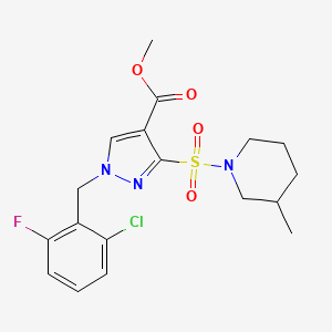methyl 1-(2-chloro-6-fluorobenzyl)-3-((3-methylpiperidin-1-yl)sulfonyl)-1H-pyrazole-4-carboxylate