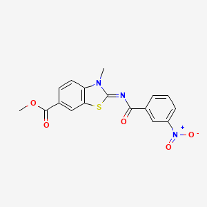 molecular formula C17H13N3O5S B2877932 methyl (2E)-3-methyl-2-[(3-nitrobenzoyl)imino]-2,3-dihydro-1,3-benzothiazole-6-carboxylate CAS No. 865545-20-6