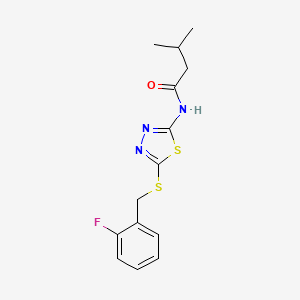 N-(5-((2-fluorobenzyl)thio)-1,3,4-thiadiazol-2-yl)-3-methylbutanamide