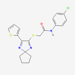 N-(4-chlorophenyl)-2-((3-(thiophen-2-yl)-1,4-diazaspiro[4.4]nona-1,3-dien-2-yl)thio)acetamide