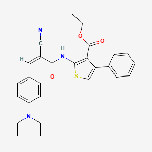 molecular formula C27H27N3O3S B2877972 ethyl 2-({(2E)-2-cyano-3-[4-(diethylamino)phenyl]prop-2-enoyl}amino)-4-phenylthiophene-3-carboxylate CAS No. 380455-67-4