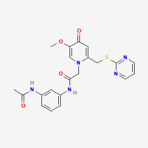 molecular formula C21H21N5O4S B2877988 N-(3-acetamidophenyl)-2-{5-methoxy-4-oxo-2-[(pyrimidin-2-ylsulfanyl)methyl]-1,4-dihydropyridin-1-yl}acetamide CAS No. 1005292-20-5